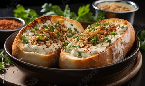 Baked Bread With Cream Cheese and Green Onions