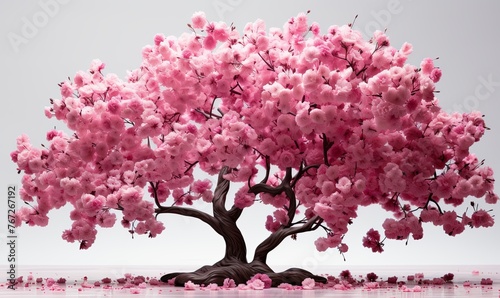 Pink Cherry Blossom Tree in Full Bloom © uhdenis