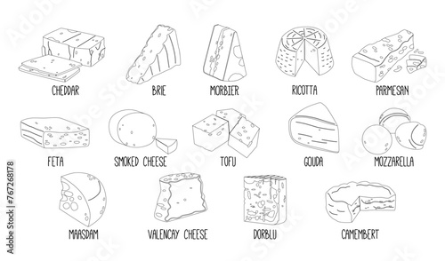 Cheese Types. Brie, Morbier And Dorblu, Valencay or Smoked. Camembert, Valencay And Parmesan, Cheddar, Maasdam