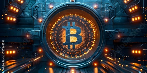Unlocking the High-Tech Vault: Revealing Cryptocurrency Security and Investment. Concept Cryptocurrency Security, Investment Strategies, High-Tech Vault, Bitcoin, Blockchain Technology
