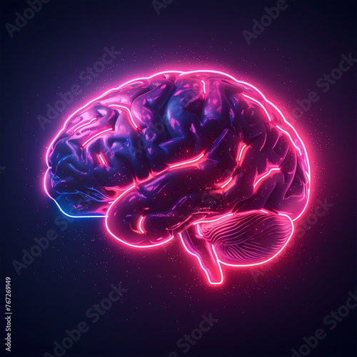 3d rendered illustration of a brain neo lights photo