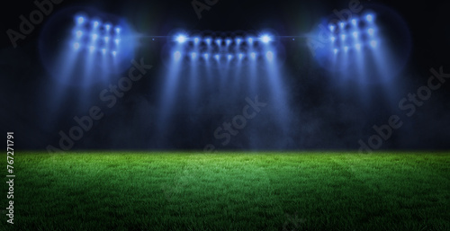 textured soccer game field with neon fog - center, midfield © Nofi