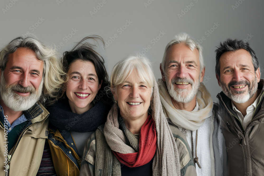 Group of positive handsome very different people, students, managers. Concept of diversity. Different hair style. Afro-american, Asian and Caucasian people.