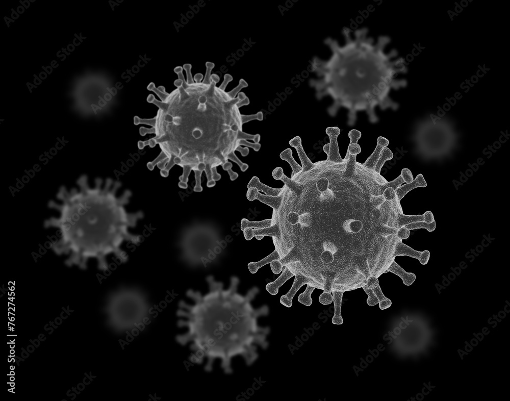 Virus. Isolated on black background. 3d illustration.