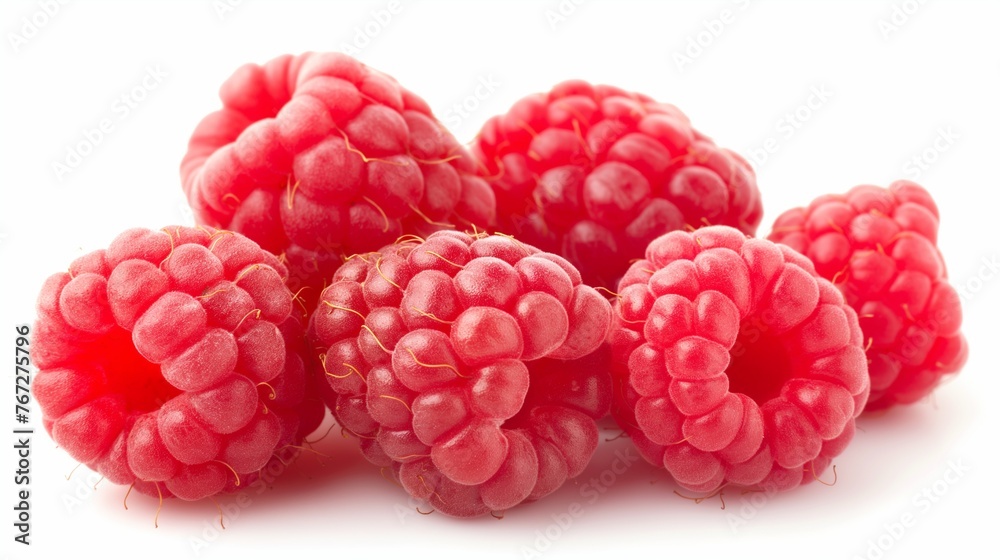 A few raspberries on white isolated background. A pile of raspberries. Delicious berries. Organic food. Healthy eating concept. A few raspberries on white isolated background. A pile of raspberries. Delicious berries. Organic food. Healthy eating concept.