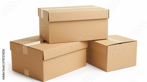 Cardboard boxes. A pile of big boxes on white isolated background. Packing and moving out concept. Moving company.
