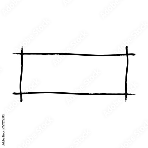 Frame rectangle elongated texture element, outline border grunge shape icon, decorative doodle for design in vector illustration
