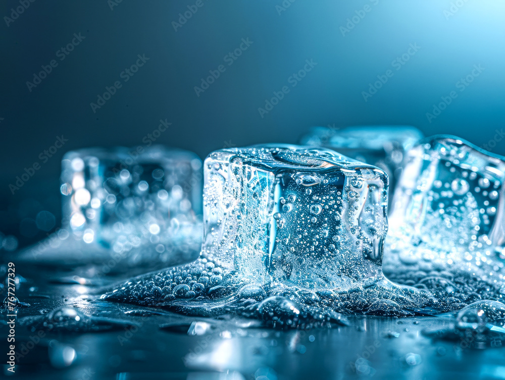 Melting Ice Cubes Close-up Melting Ice Cubes Close-up