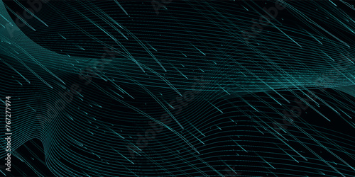 Dark abstract background with glowing waves. Shiny moving lines design element. eps10