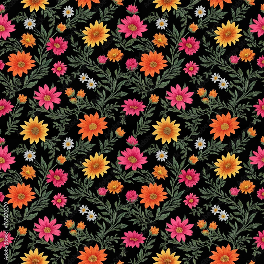 Beautiful artistic seamless floral natural pattern