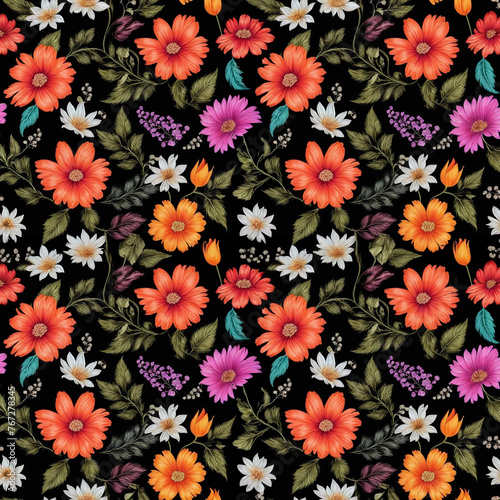 Beautiful artistic seamless floral natural pattern