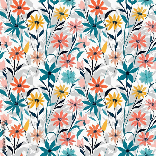 Beautiful artistic seamless floral natural pattern