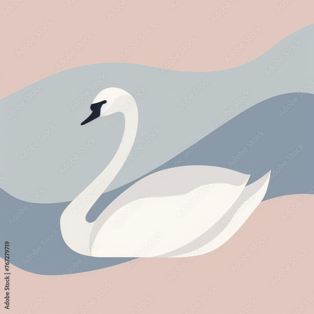 Swan: A Pastel Minimalist Vector Illustration Swan: A Pastel Minimalist Vector Illustration