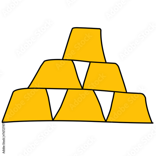 Golden bars, bullion flat line colored Vector