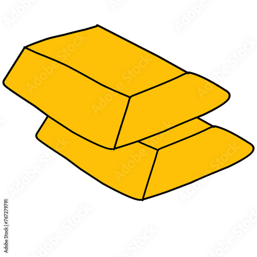 Golden bars, bullion flat line colored Vector