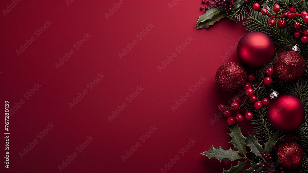 custom made wallpaper toronto digitalminimal top view of chritmas decorations on a bordeaux background