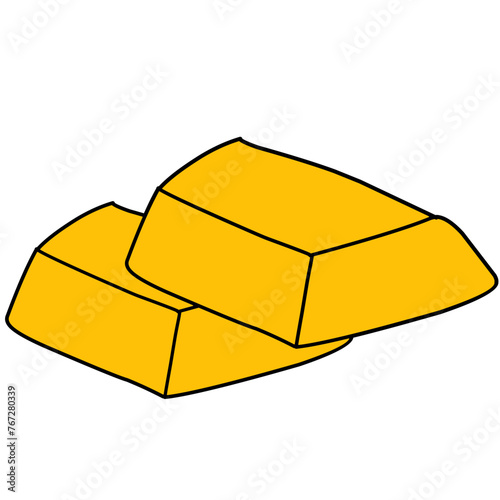 Golden bars, bullion flat line colored Vector