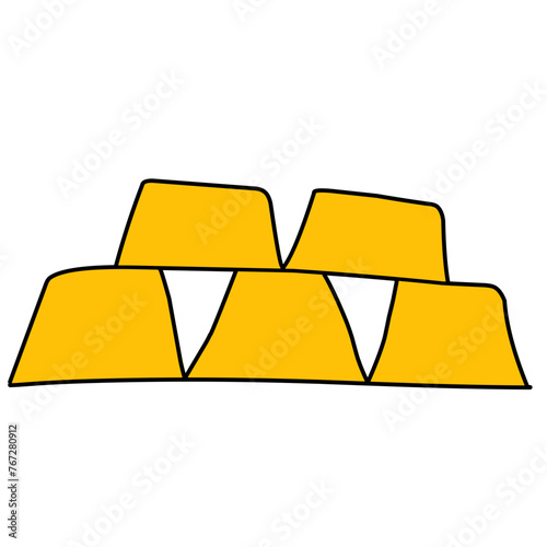 Golden bars, bullion flat line colored Vector