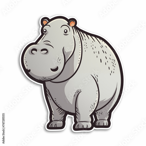 hippopotamus  sticker on white background