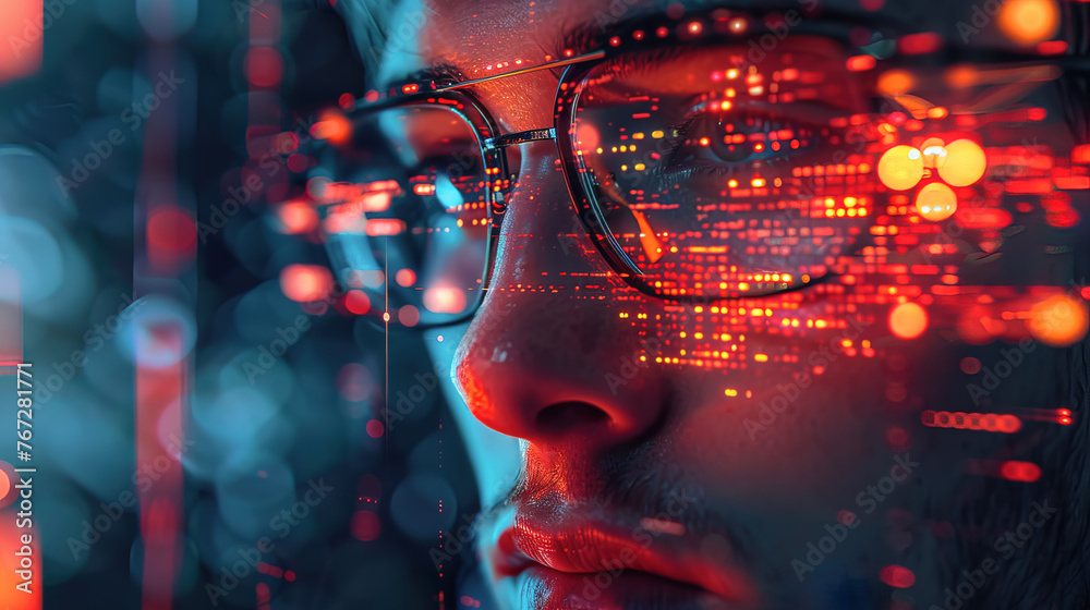 head in a glass virtual reality future concept AI generative head in a glass virtual reality future concept AI generative