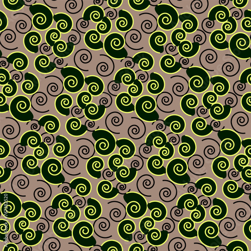 Seamless vector pattern with trendy elements of snails and springs