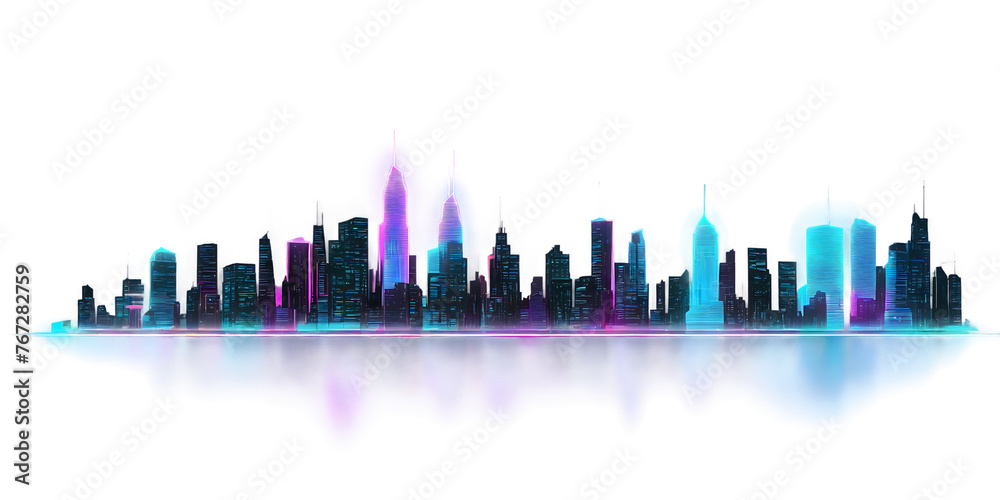 A holographic cityscape Transparent Background Images 