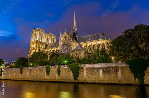 Notre Dame Cathedral in Paris at night