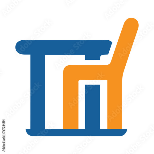 Seat, chair, bench, school bench, table, desk, school student desk icon
