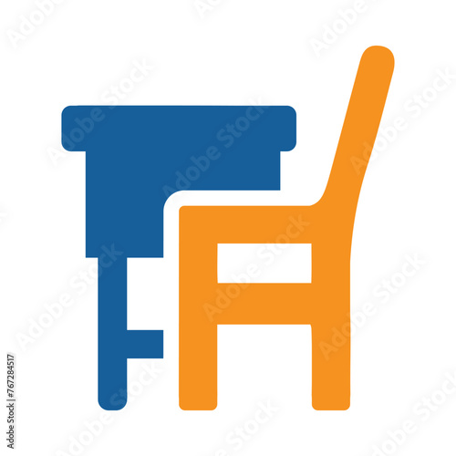 Seat, chair, bench, school bench, table, desk, school student desk icon
