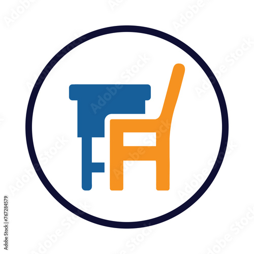 Seat, chair, bench, school bench, table, desk, school student desk icon