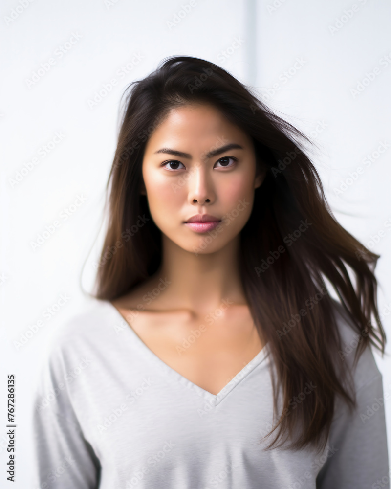 Portrait of a beautiful young asian woman with long brown hair Portrait of a beautiful young asian woman with long brown hair