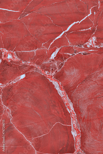 Marble texture. Red marble slab background with crack pattern © Armands photography