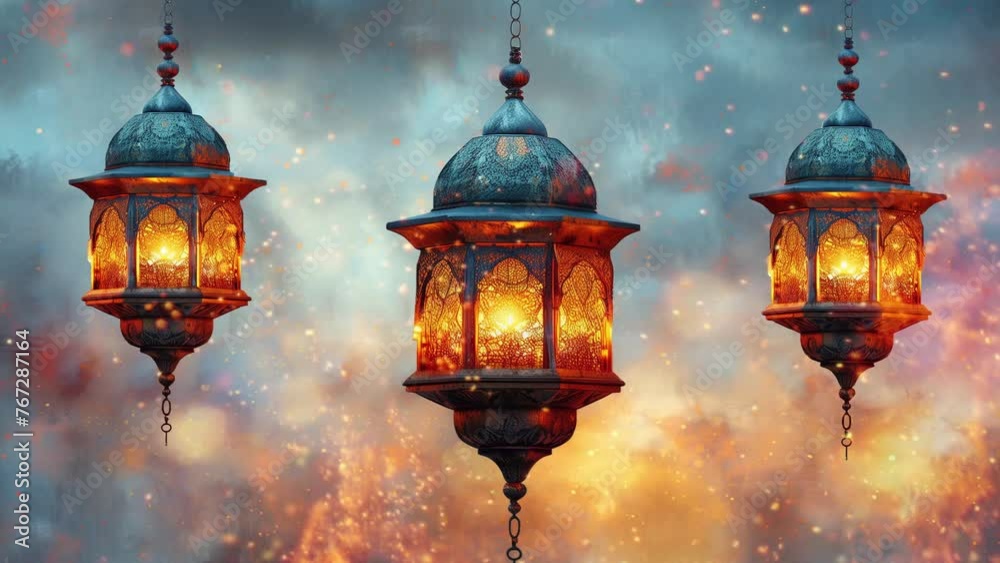Ramadan Kareem Eid Mubarak islamic background with eid lantern abstract video background Ramadan Kareem Eid Mubarak islamic background with eid lantern abstract video background