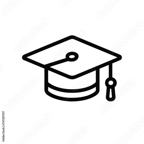 Graduation hat cap line art vector icon for education apps and websites