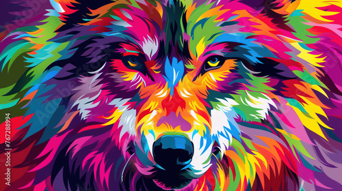 wolf head vector Paint Color Texture AI Generative