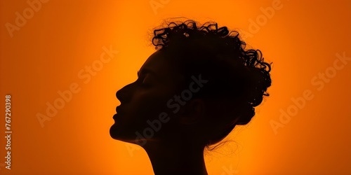 Silhouette of a persons head in profile against a minimalist psychologists cabinet Brand name copy space. Concept Head Silhouette, Profile Image, Psychologist Cabinet, Brand Copy