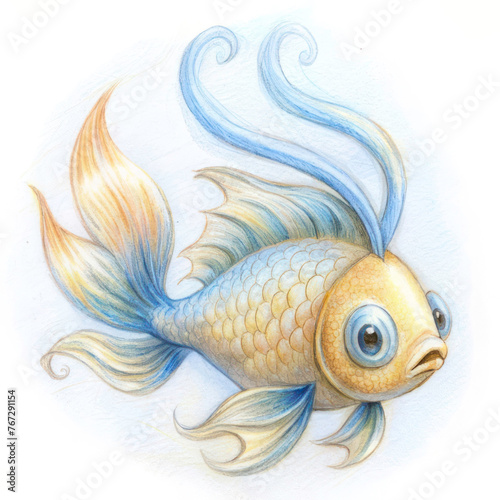 Illustration for the Fairy Tale: The Golden Fish