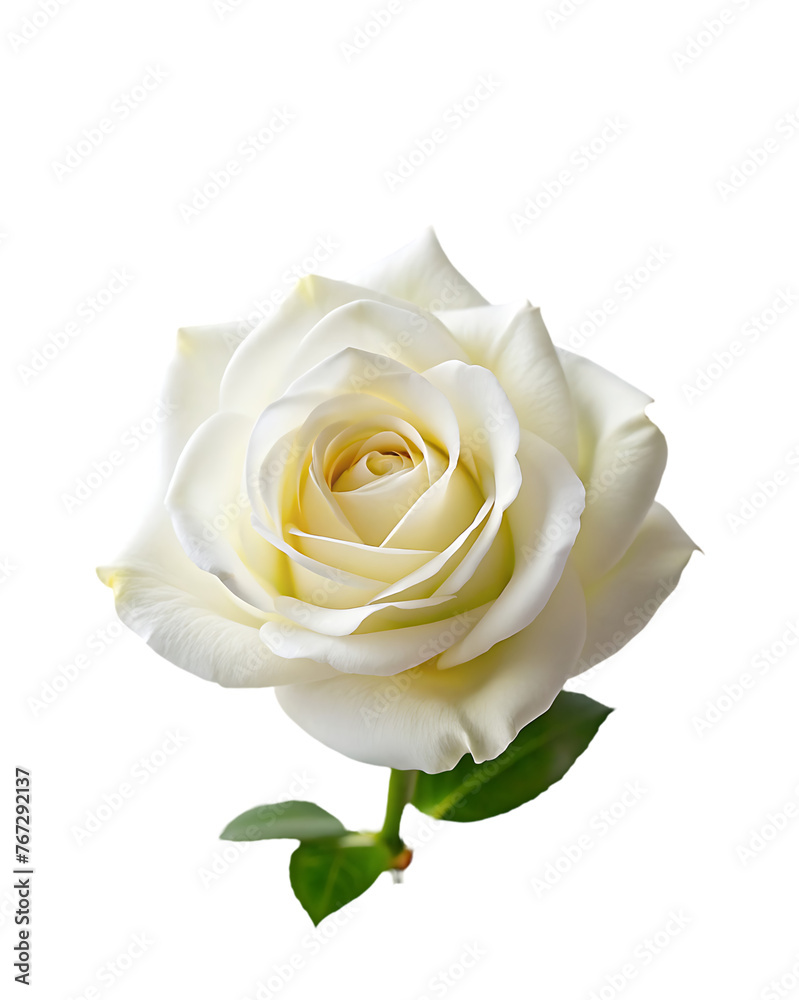 Fototapeta premium a white rose with green leaves and a white rose.