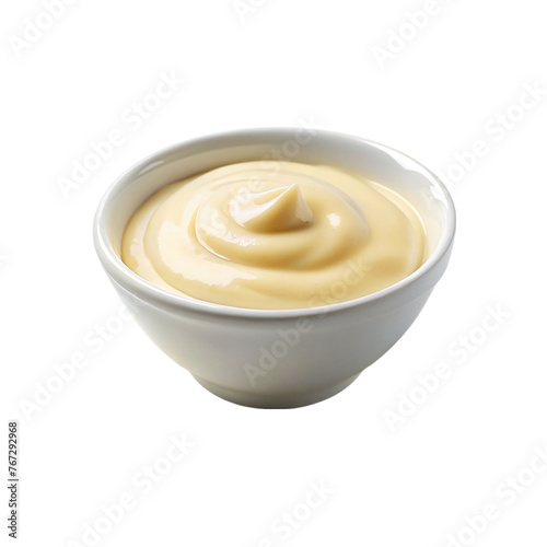 Mayonnaise in a bowl isolated on transparent background.