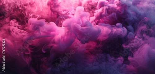 A mesmerizing blend of vibrant pink and deep purple smoke swirling gracefully. Copy space on blank labels.