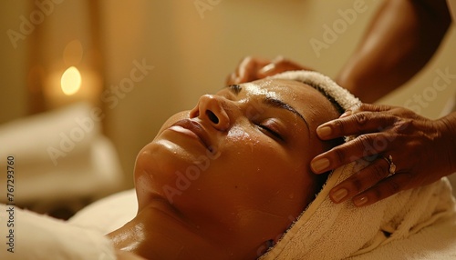 Relaxing facial treatment at spa