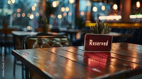 restaurant with sign on reserved