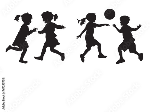 Vector silhouette of a girl who plays soccer on a white background.