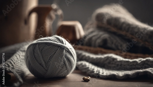 knitting yarn and needles photo