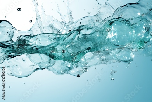 Water and air bubbles over white background