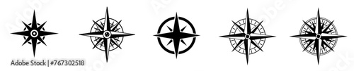 compass, compass rose, world directions icon - vector illustration set