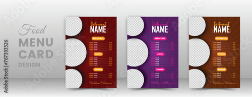 Fast food restaurant menu board vector template, Restaurant Food Menu Vintage Design, Multipurpose color food menu template design.