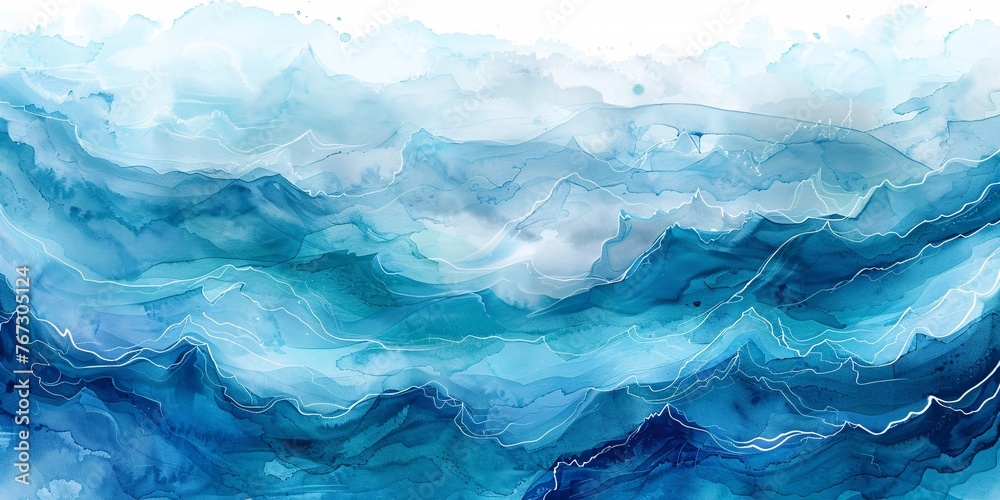 Abstract watercolor background with turquoise and blue colors