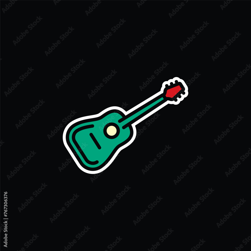Original vector illustration. The contour icon of an acoustic guitar. Original vector illustration. The contour icon of an acoustic guitar.