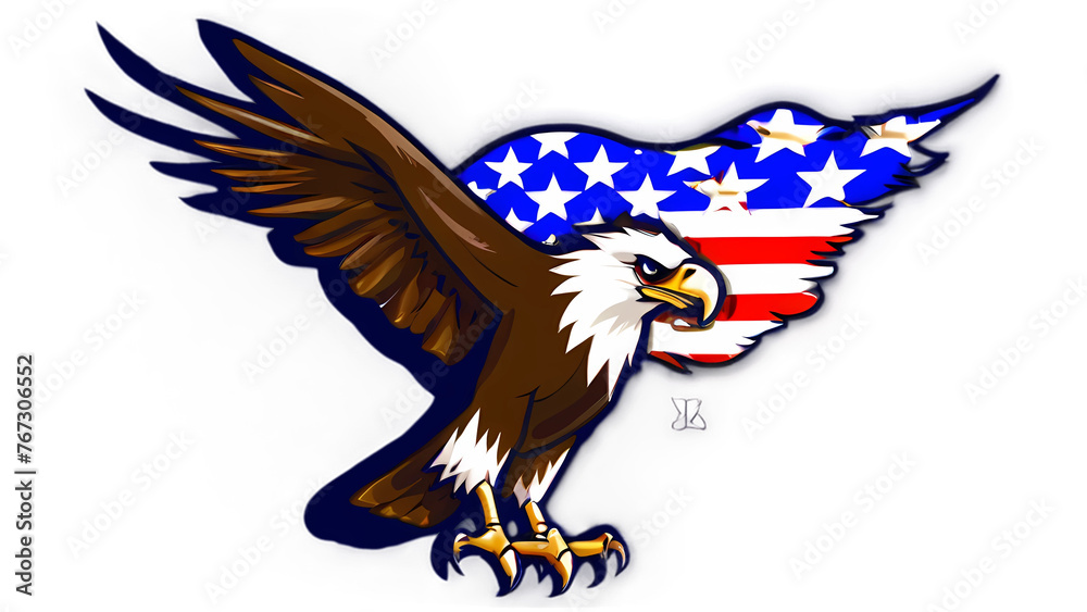 Fototapeta premium Eagle with USA flag logo design